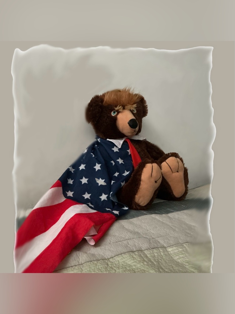 Trumpy Bear Deluxe - USA Brown Plush Teddy Bear with American Flag Cape